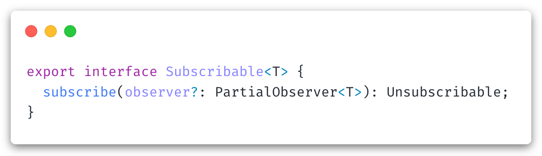 Subscribable interface source screen